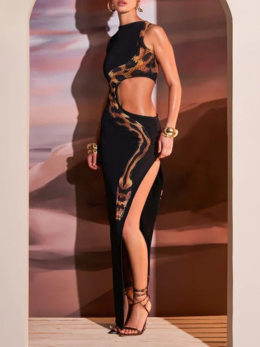 Samantha Split Sleeveless Maxi Dress - Fashion Pov