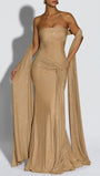 Serena Sparkle Draped Evening Gown - Fashion Pov
