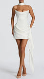 Sienna Draped Strapless Mini Dress White - Fashion Pov