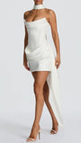 Sienna Draped Strapless Mini Dress White - Fashion Pov