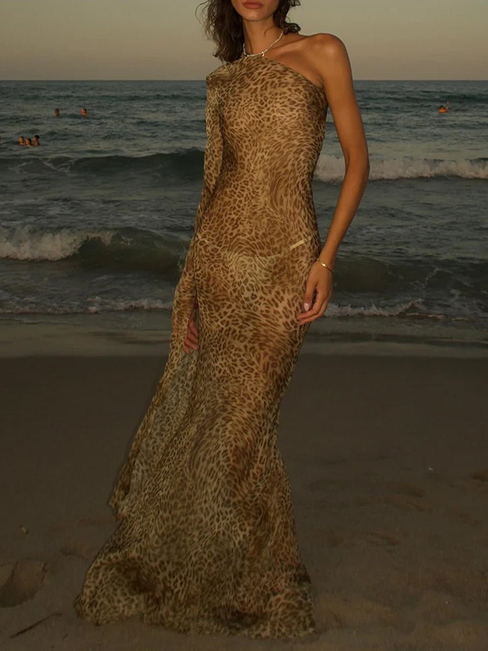 Sienna Leopard One - Shoulder Maxi Dress - Fashion Pov