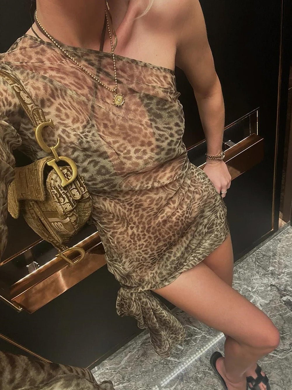 Sienna Leopard One - Shoulder Maxi Dress - Fashion Pov