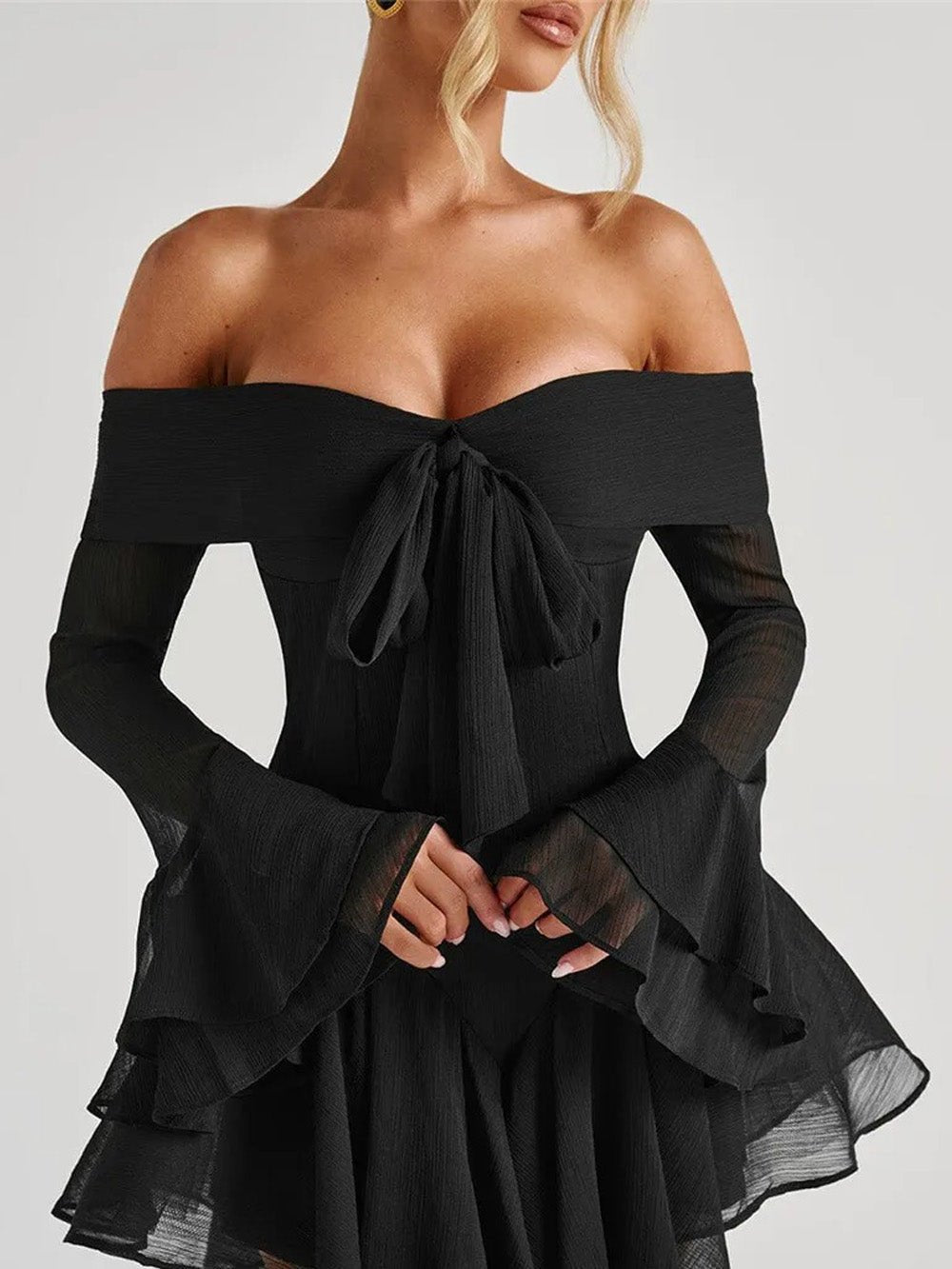 Sienna Off - Shoulder Flare Mini Dress - Fashion Pov