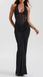 Valencia Halter Ruched Maxi Dress - Fashion Pov