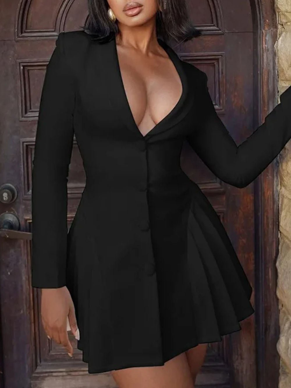 Valeria Single Breasted Mini Dress - Fashion Pov