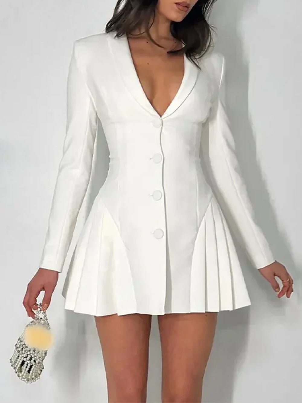 Valeria Single Breasted Mini Dress - Fashion Pov