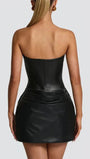 Vivienne Ruched Faux Leather Mini Dress - Fashion Pov