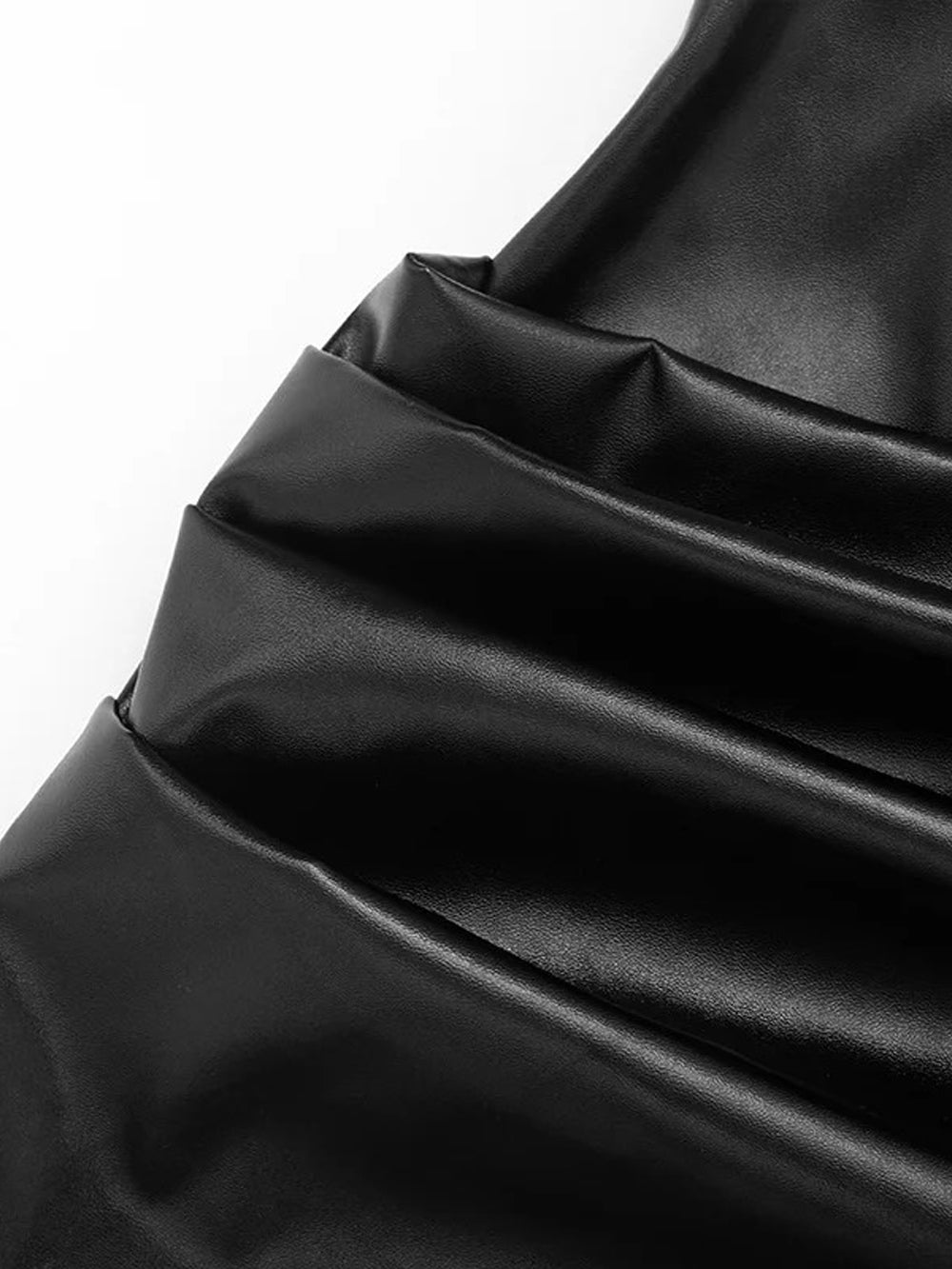 Vivienne Ruched Faux Leather Mini Dress - Fashion Pov