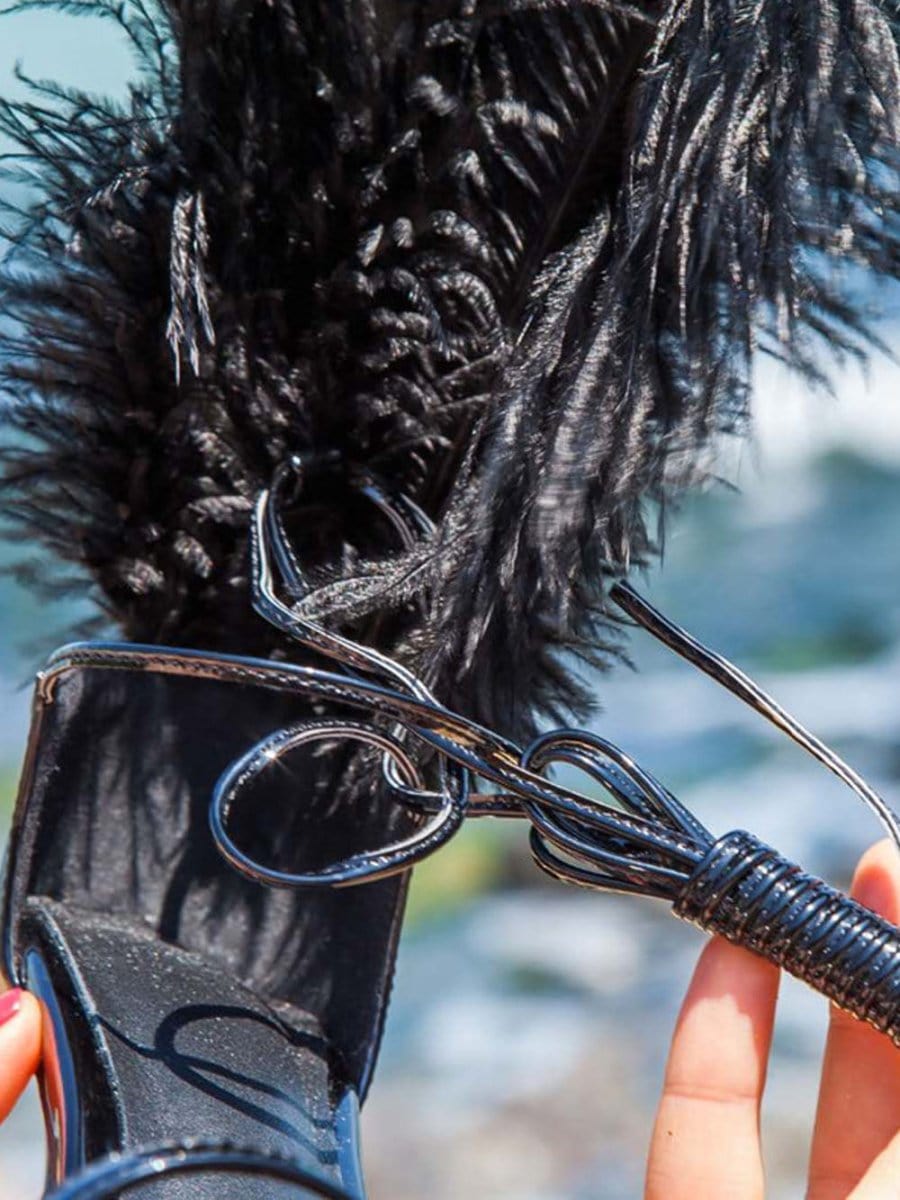 Bailey Feather Gladiator Thin Heel - Fashion Pov