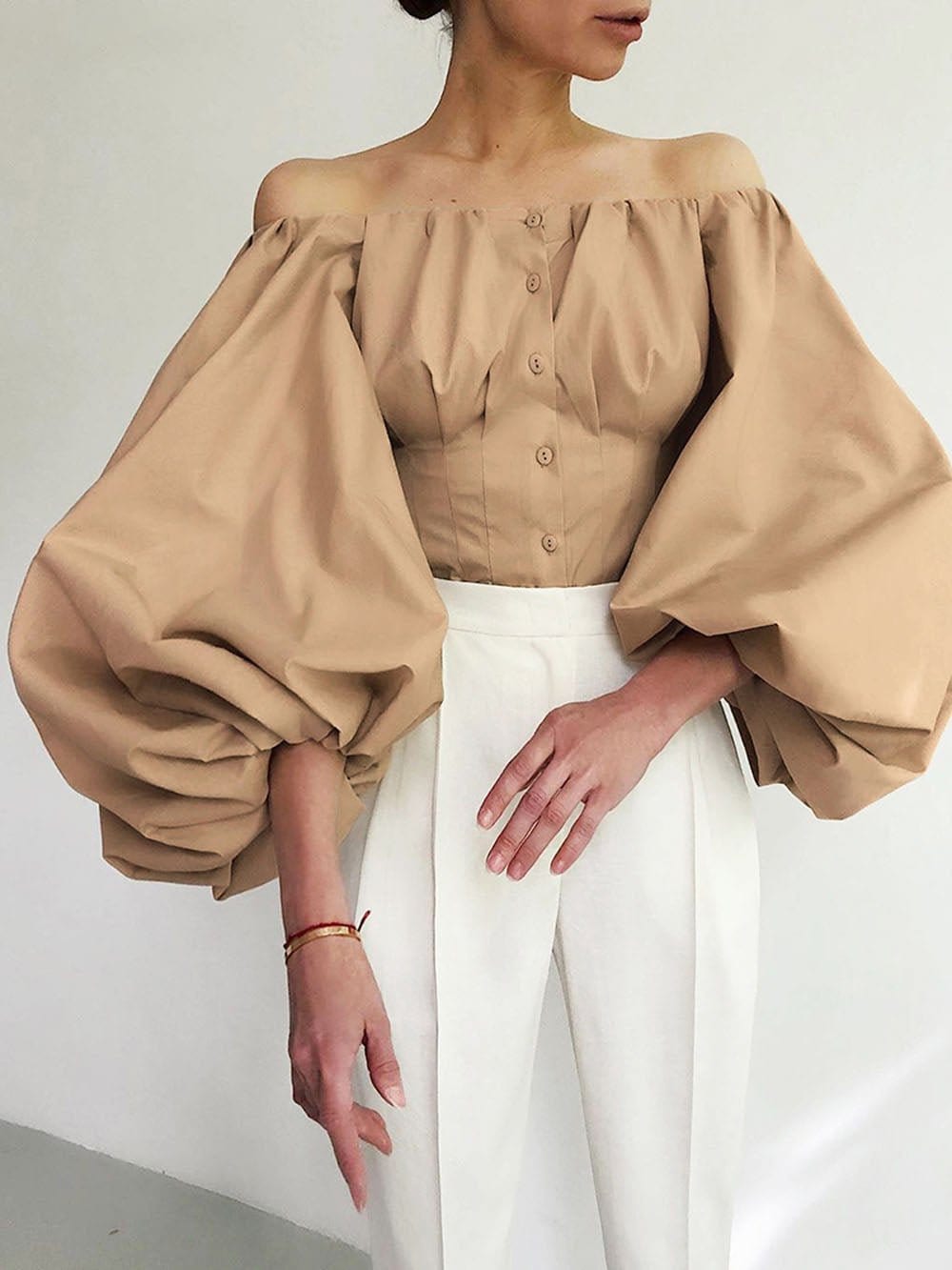 Clara Off Shoulder Lantern Sleeve Top - Fashion Pov