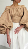 Clara Off Shoulder Lantern Sleeve Top - Fashion Pov