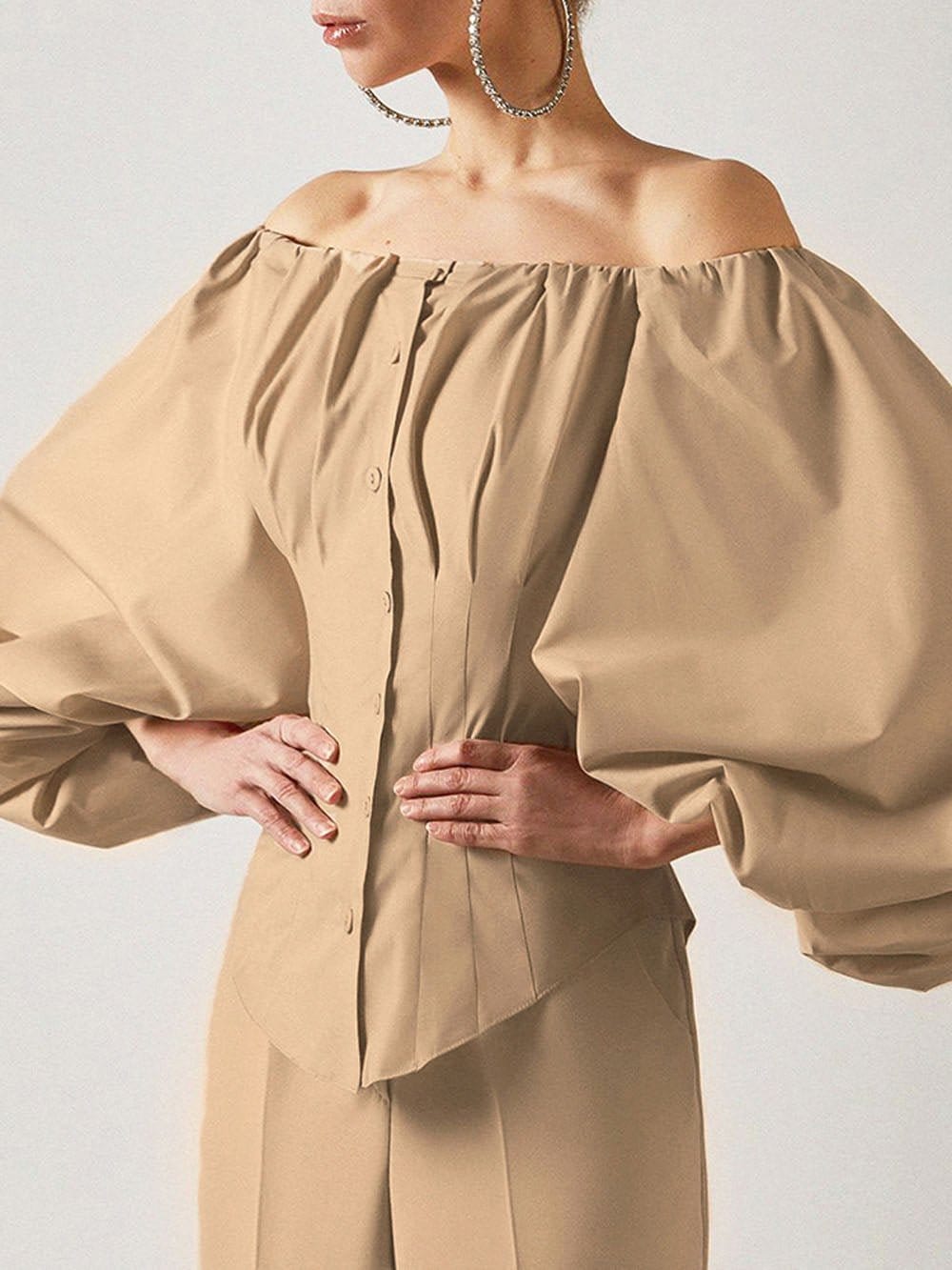 Clara Off Shoulder Lantern Sleeve Top - Fashion Pov