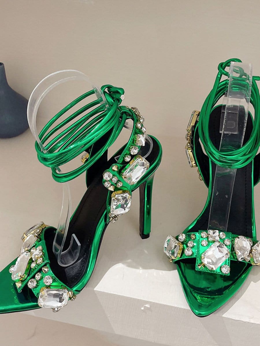 Harlow Ankle Rhinestone Toe Heel - Fashion Pov