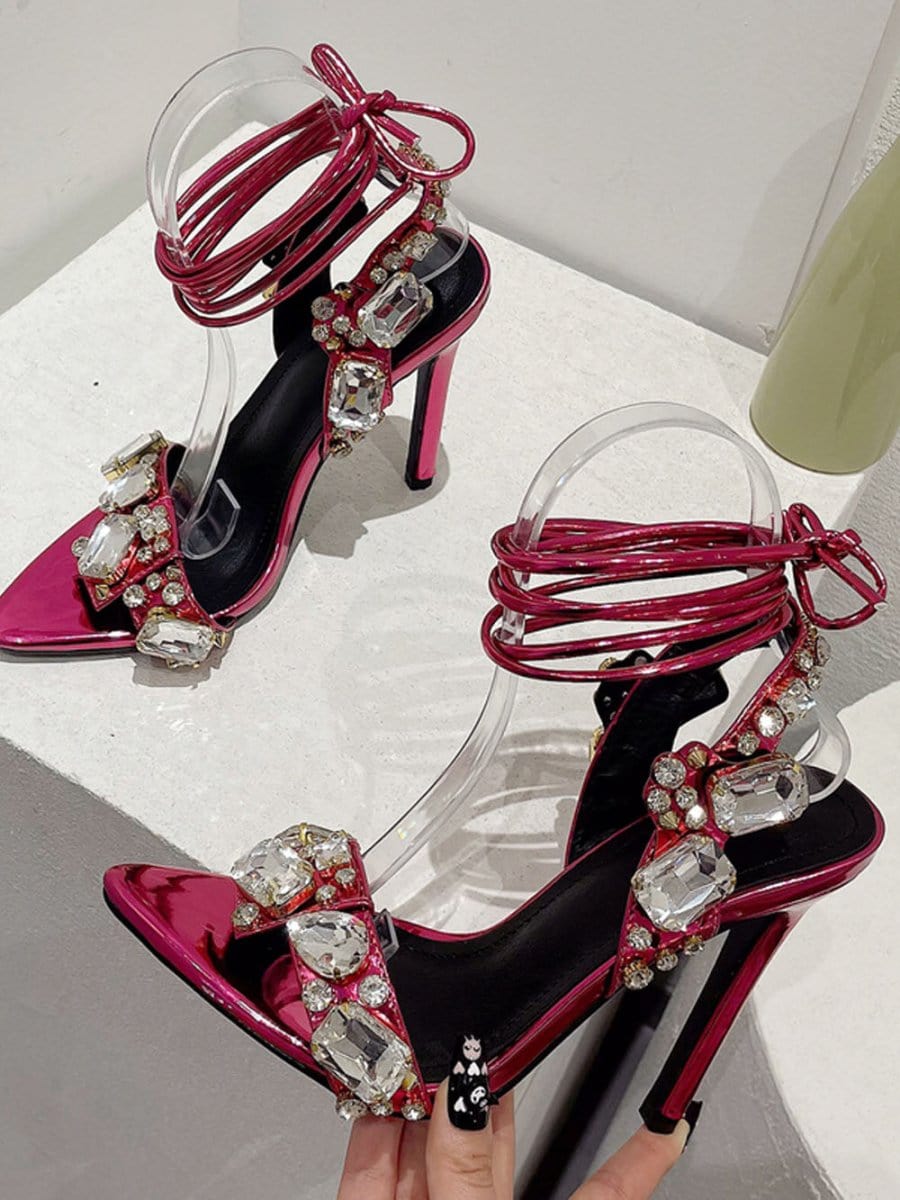 Harlow Ankle Rhinestone Toe Heel - Fashion Pov