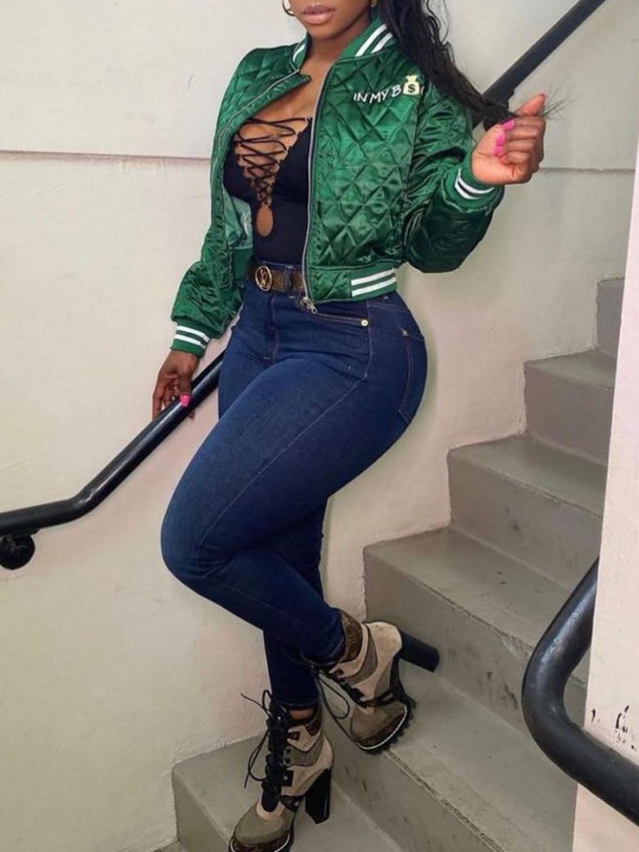 Jayden Letter Cotton Padded Jacket - Fashion Pov