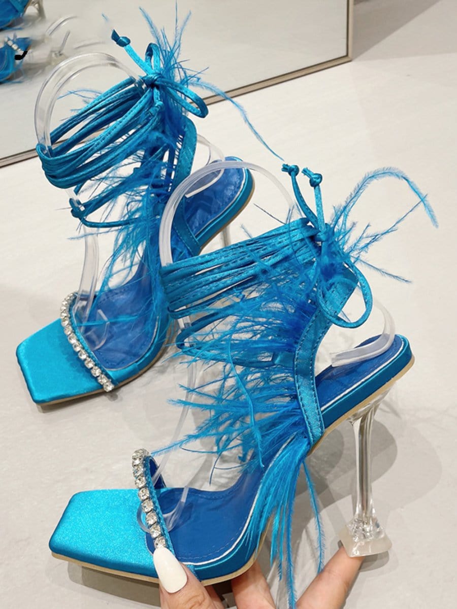 Kayla Rhinestone Feather Toe Heel - Fashion Pov