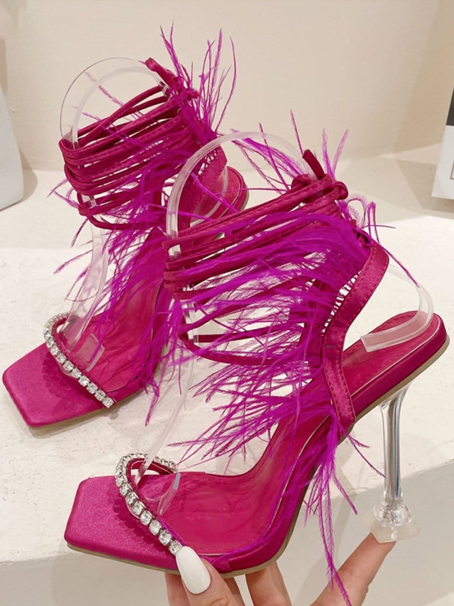 Kayla Rhinestone Feather Toe Heel - Fashion Pov