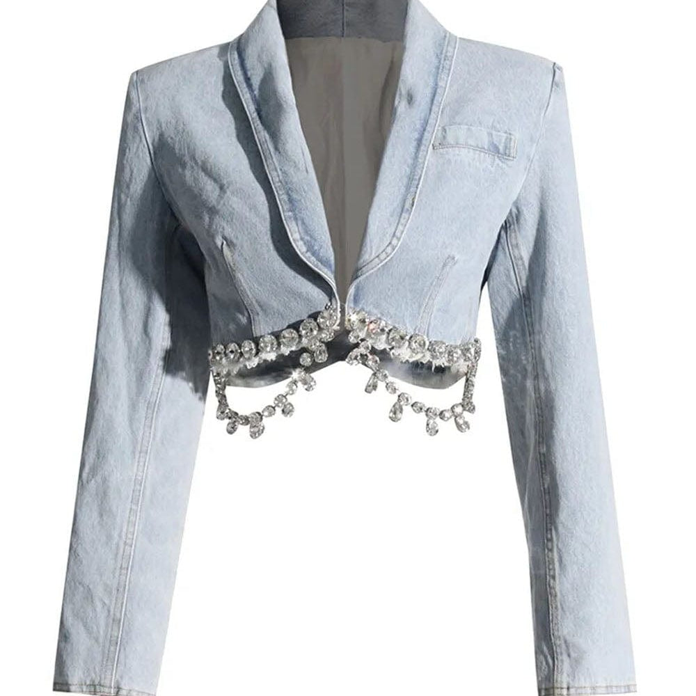 Lyric Diamond Denim Jacket - Fashion Pov