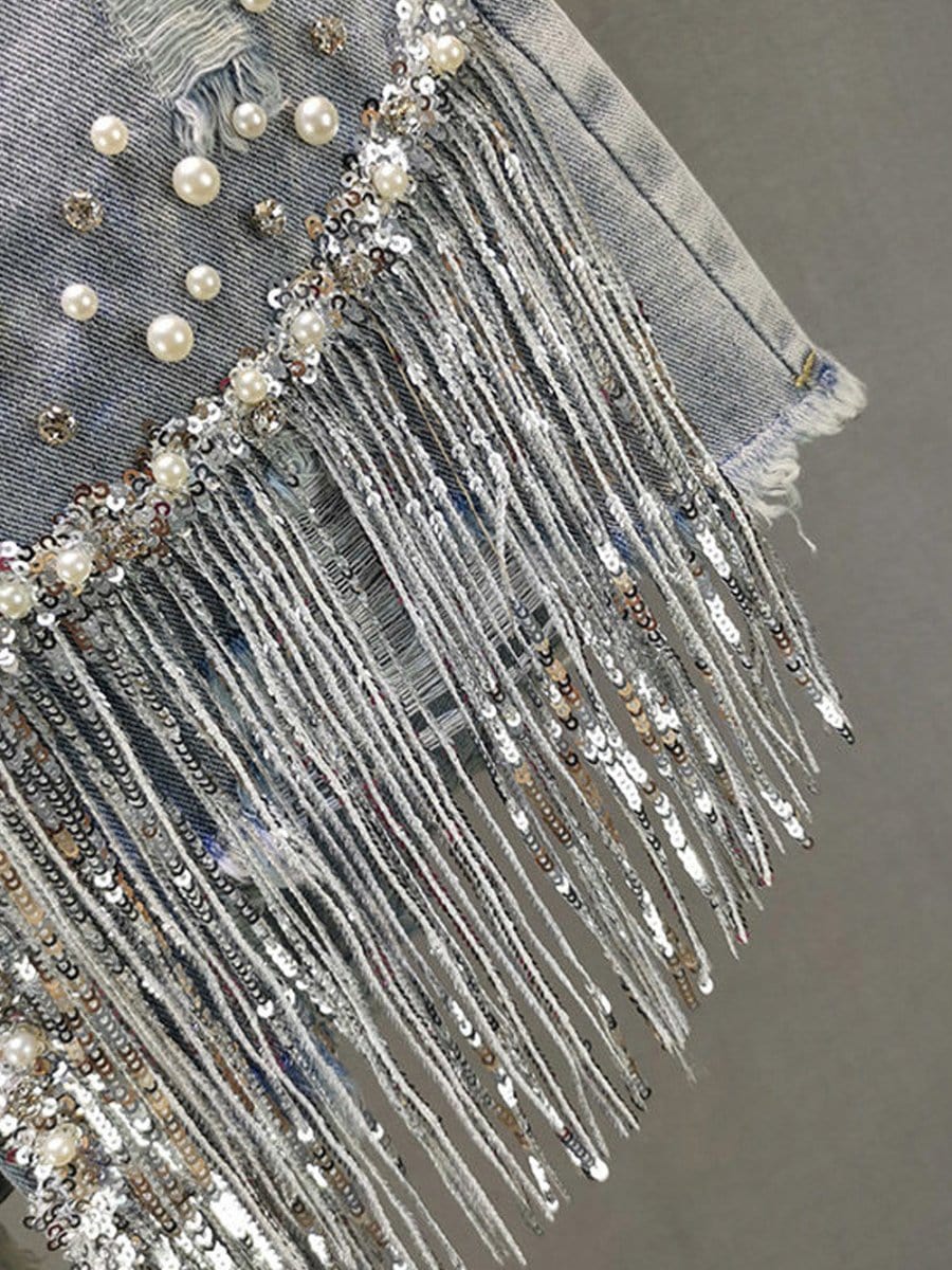 Mya Short Tassel Denim Jeans - Fashion Pov